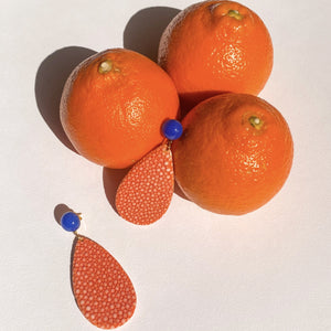 Boucles d'oreilles galuchat orange Tangerine