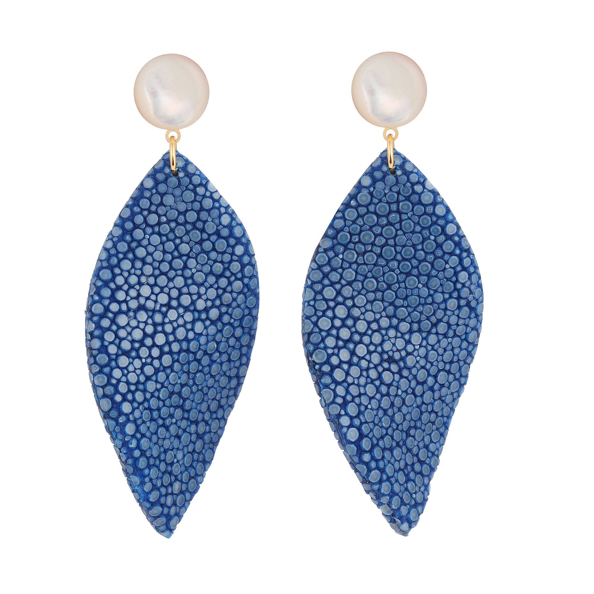 Boucles d'oreilles galuchat Gloria bleu