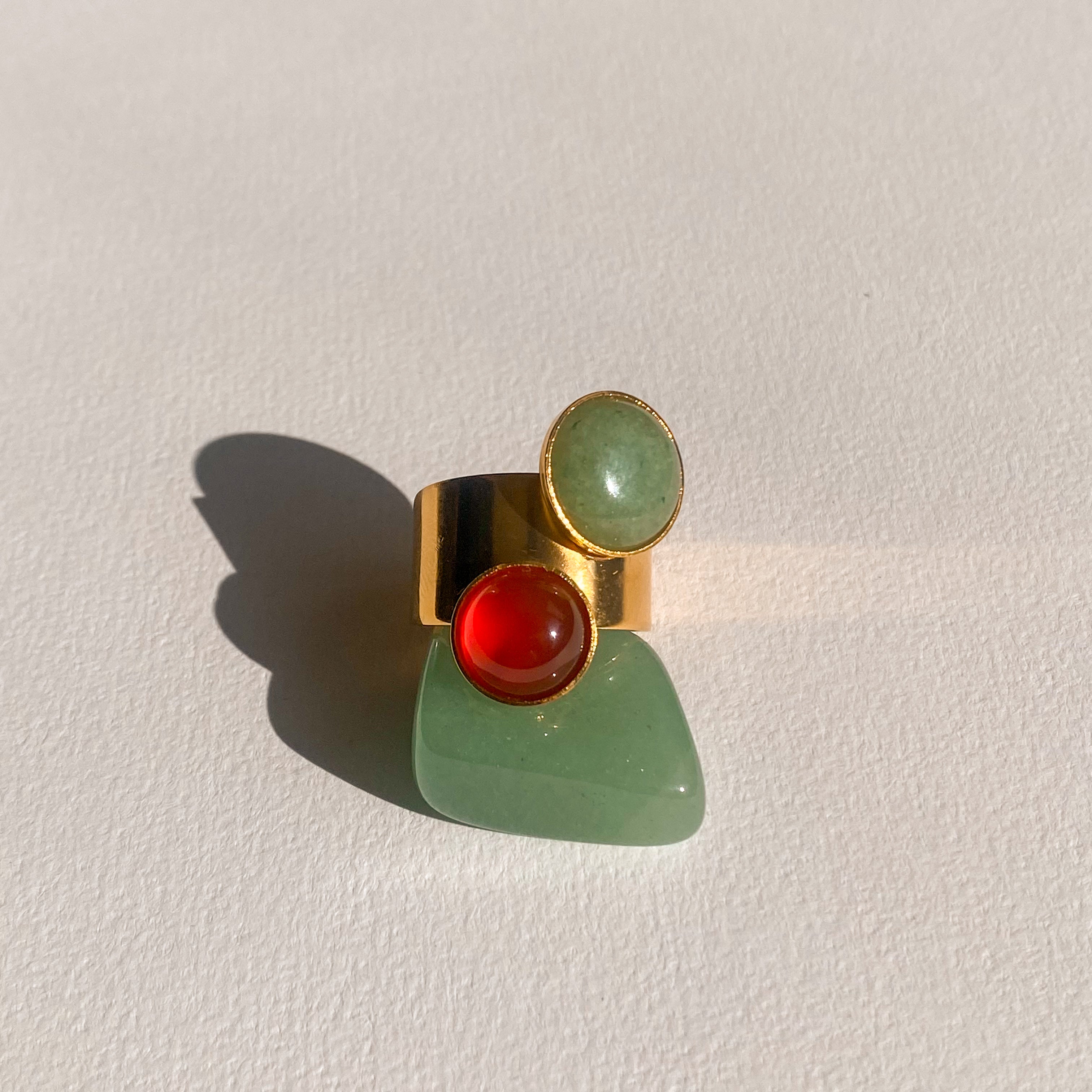Bague pierres cornaline et aventurine Dora