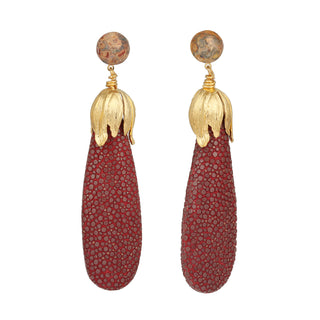 Boucles d'oreilles galuchat Ava bordeaux