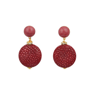 Boucles d'oreilles galuchat Grace bordeaux