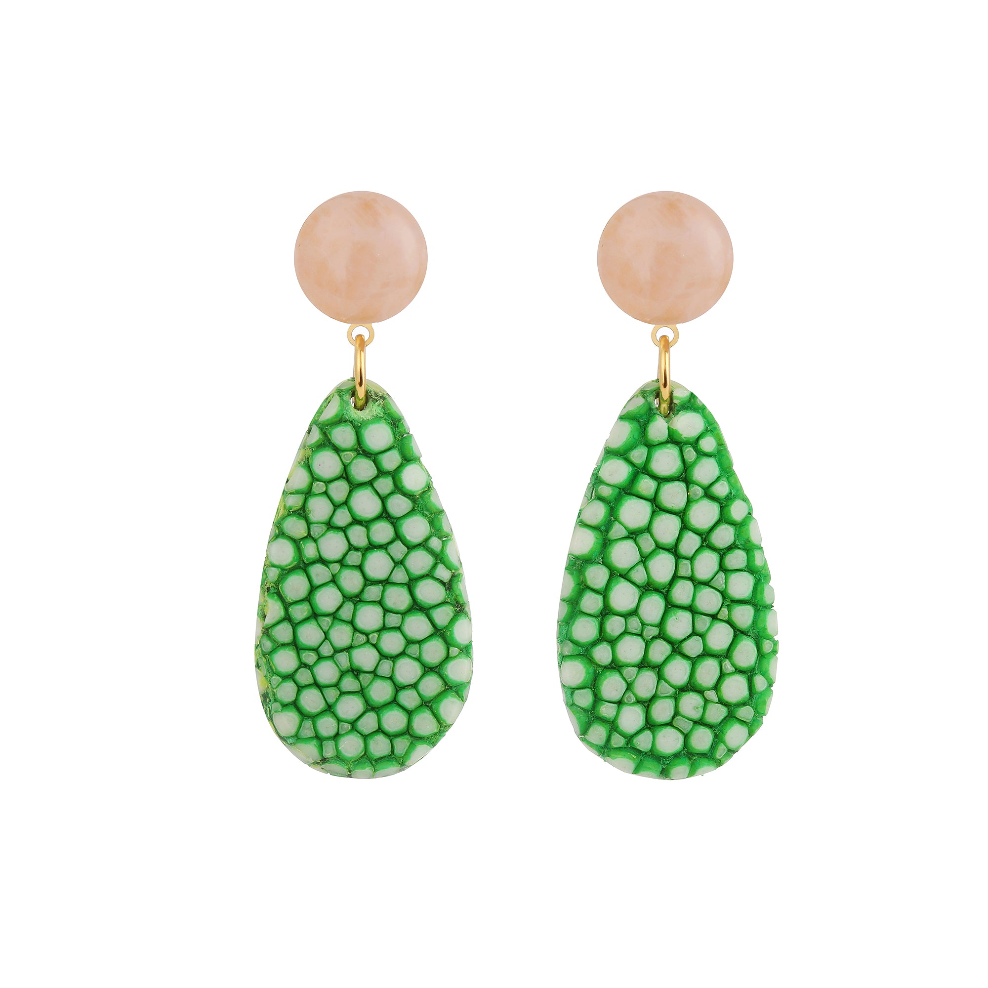 Boucles d'oreilles galuchat verte Gil