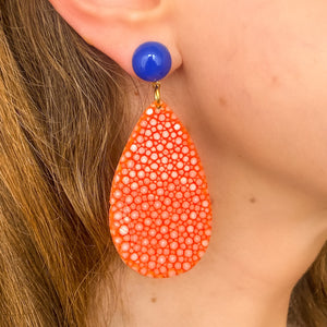 Boucles d'oreilles galuchat orange Tangerine