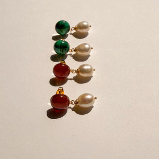 Boucles d'oreilles Colette en pierres et perles naturelles pour oreilles percées ou clips