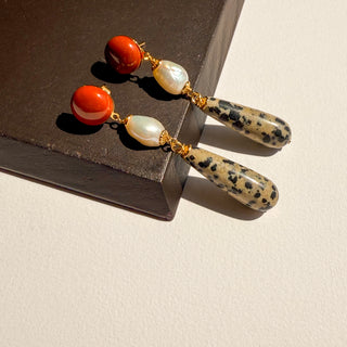 Boucles d'oreilles Jules détails des pierres naturelles
