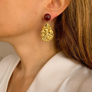 Boucles d'oreilles Marine cornaline portées, percées ou clips 