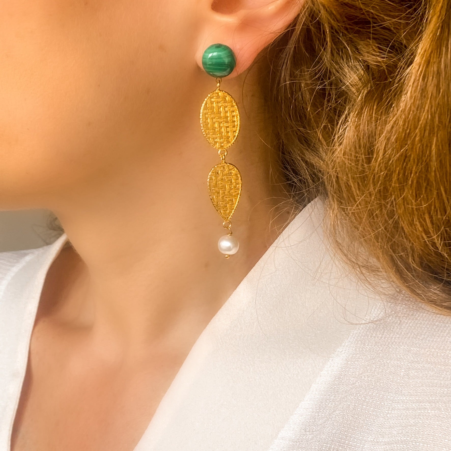 Boucles d'oreilles Liz malachite