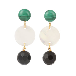 Boucles d'oreilles Taylor malachite et onyx noire