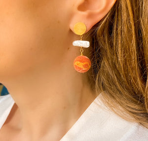 Boucles d'oreilles pendantes corail éponge Moana