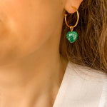 Charger l&#39;image dans la galerie, Boucles d&#39;oreilles créoles malachite Lucky
