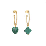 Charger l&#39;image dans la galerie, Boucles d&#39;oreilles créoles malachite Lucky

