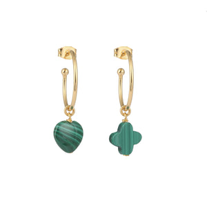 Boucles d'oreilles créoles malachite Lucky