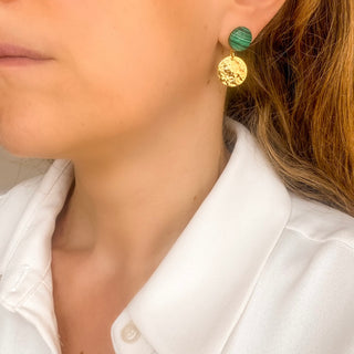 Boucles d'oreilles Doris malachite
