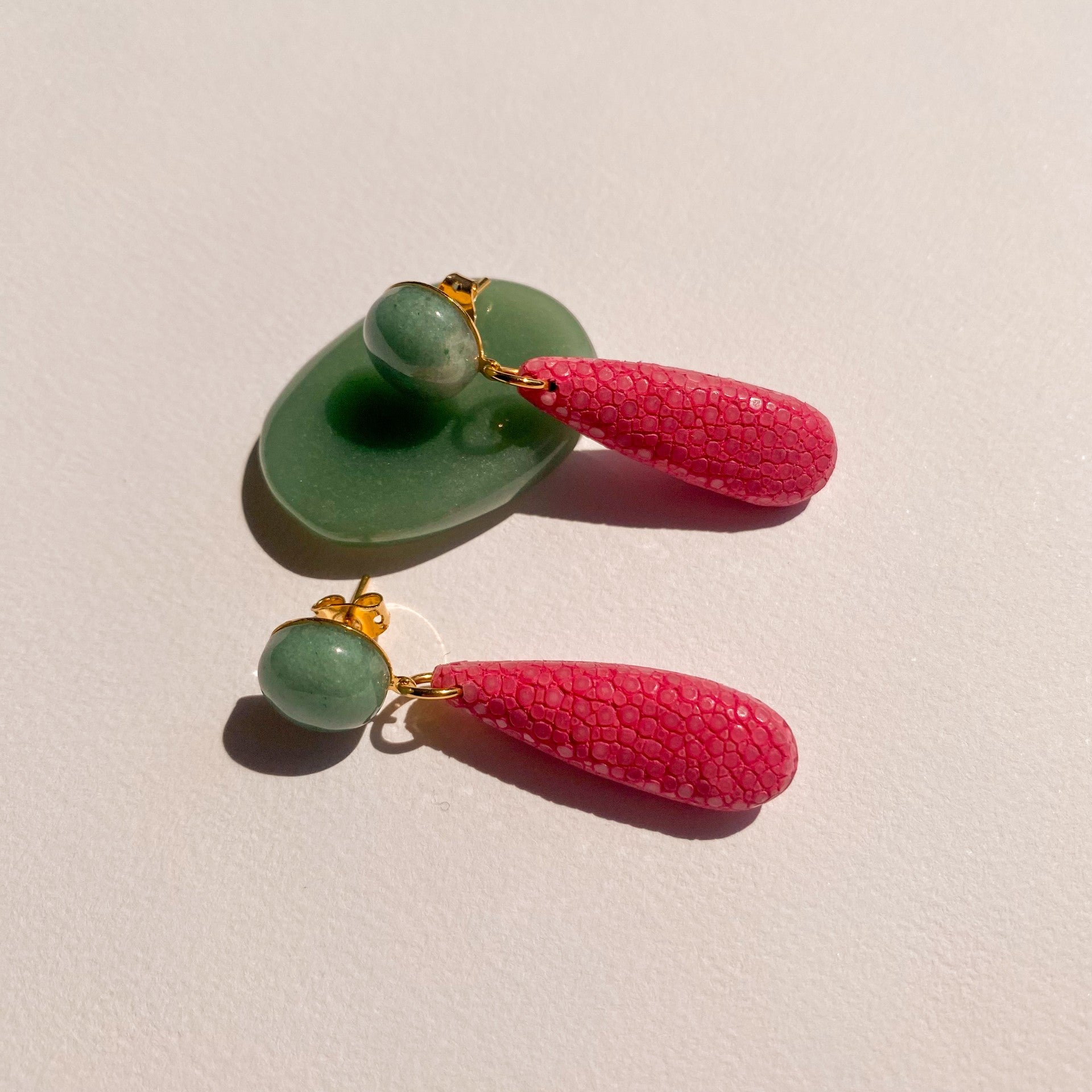 Boucles d'oreilles galuchat Gisela rose