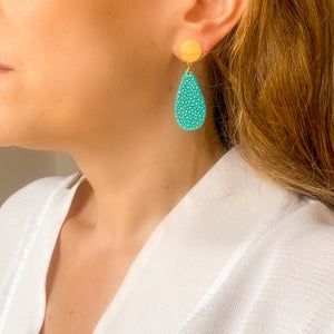 Boucles d'oreilles galuchat turquoise Gema