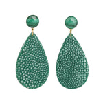 Charger l&#39;image dans la galerie, Boucles d&#39;oreilles galuchat vert Gaelle
