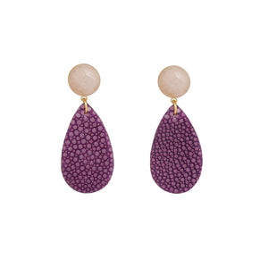 Boucles d'oreilles galuchat violet Gil