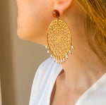 Charger l&#39;image dans la galerie, Boucles d&#39;oreilles pendantes quartz rose Scarlett
