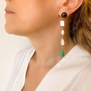 Boucles d'oreilles Zelda agate noire