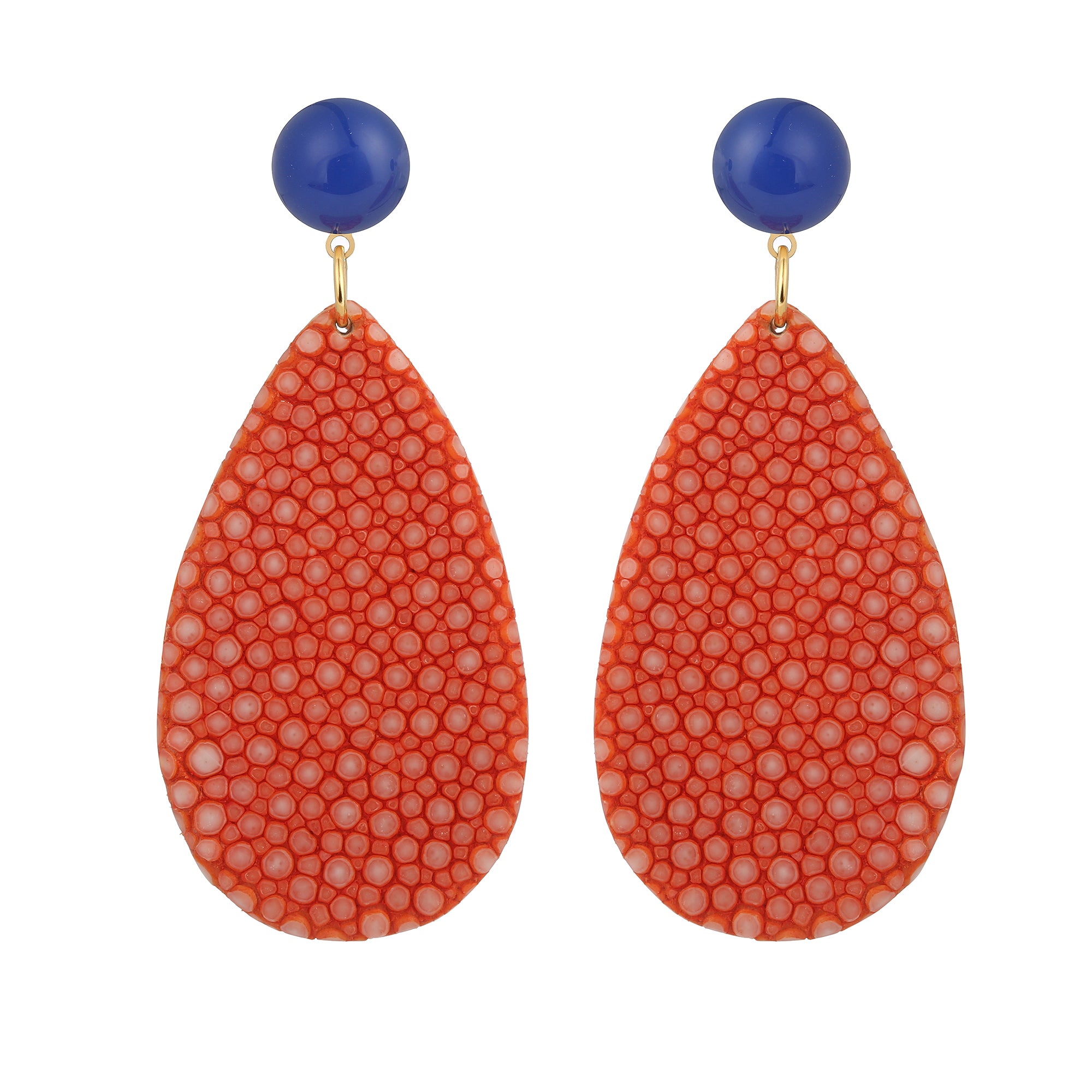 Boucles d'oreilles galuchat orange Tangerine