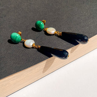 Boucles d'oreilles Felix malachite