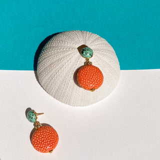 Boucles d'oreilles galuchat Grace orange