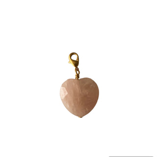 Pampille collier et bracelet : Cœur quartz rose