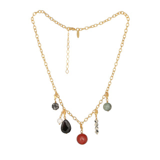 Collier charms Cerise Youm — chaîne dorée à l’or fin 24k, charms interchangeables en pierres et perles naturelles.