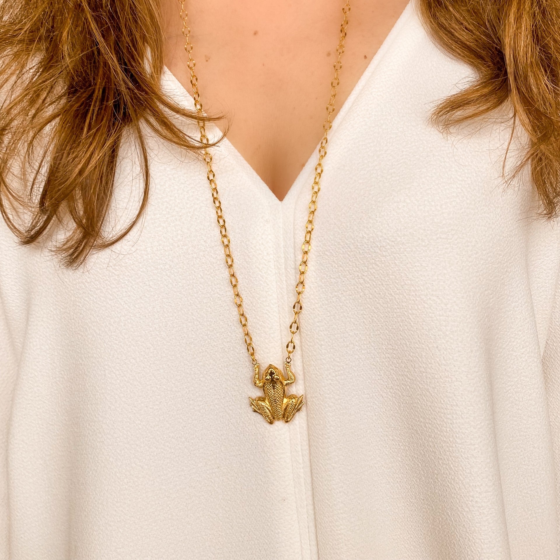 Collier sautoir pendentif grenouille Eole