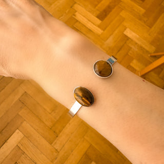 Jonc Théo argenté œil de tigre