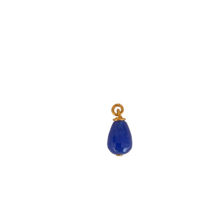 Charm agate bleue pour créoles Youm à personnaliser, pierre naturelle montée sur laiton doré à l’or fin 24 carats.