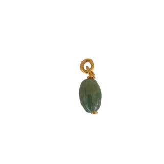 Charm agate olive pour créoles Youm à personnaliser, pierre naturelle montée sur laiton doré à l’or fin 24 carats.