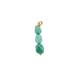 Charm amazonite pour créoles Youm à personnaliser, pierre naturelle montée sur laiton doré à l’or fin 24 carats.