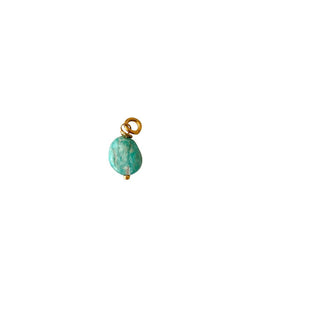 Charm amazonite mini pour créoles Youm à personnaliser, pierre naturelle montée sur laiton doré à l’or fin 24 carats.