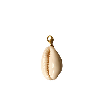 Charm coquillage Cauri Youm — laiton doré à l’or fin 24k, coquillage cauri naturel, packshot sur fond blanc.  