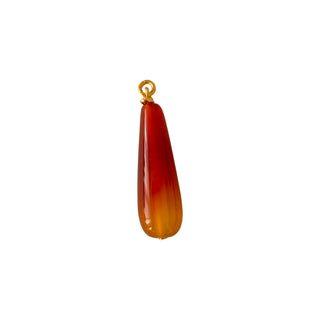 Charm cornaline en forme de goutte pour créoles Youm à personnaliser, pierre naturelle montée sur laiton doré à l’or fin 24 carats.