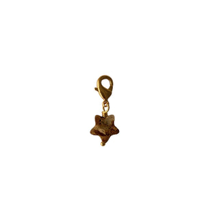 Charm Étoile en agate rubanée Youm — laiton doré à l’or fin 24k, pierre agate rubanée taillée en étoile, pour personnaliser colliers et bracelets, packshot sur fond blanc. 