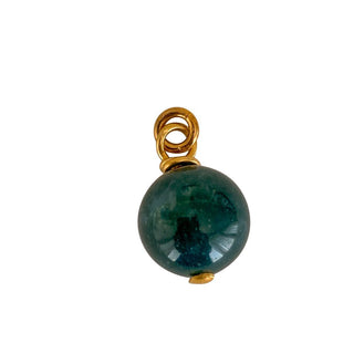 Charm jaspe vert pour créoles Youm à personnaliser, pierre naturelle montée sur laiton doré à l’or fin 24 carats.