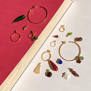 Créoles Youm à personnaloser en mix & match avec différents charms perles et pierres.
