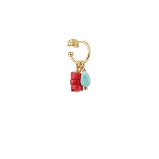 Créole Marceau Youm en laiton doré à l’or fin 24k, diamètre 1 cm, à composer avec des charms en pierres et perles naturelles.