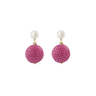 Boucles d'oreilles galuchat Grace rose