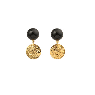 Boucles d'oreilles Doris agate noire