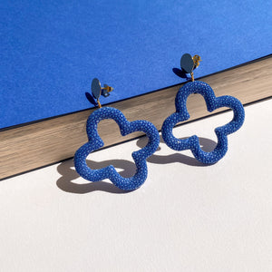 Boucles d'oreilles galuchat Trèfle vert