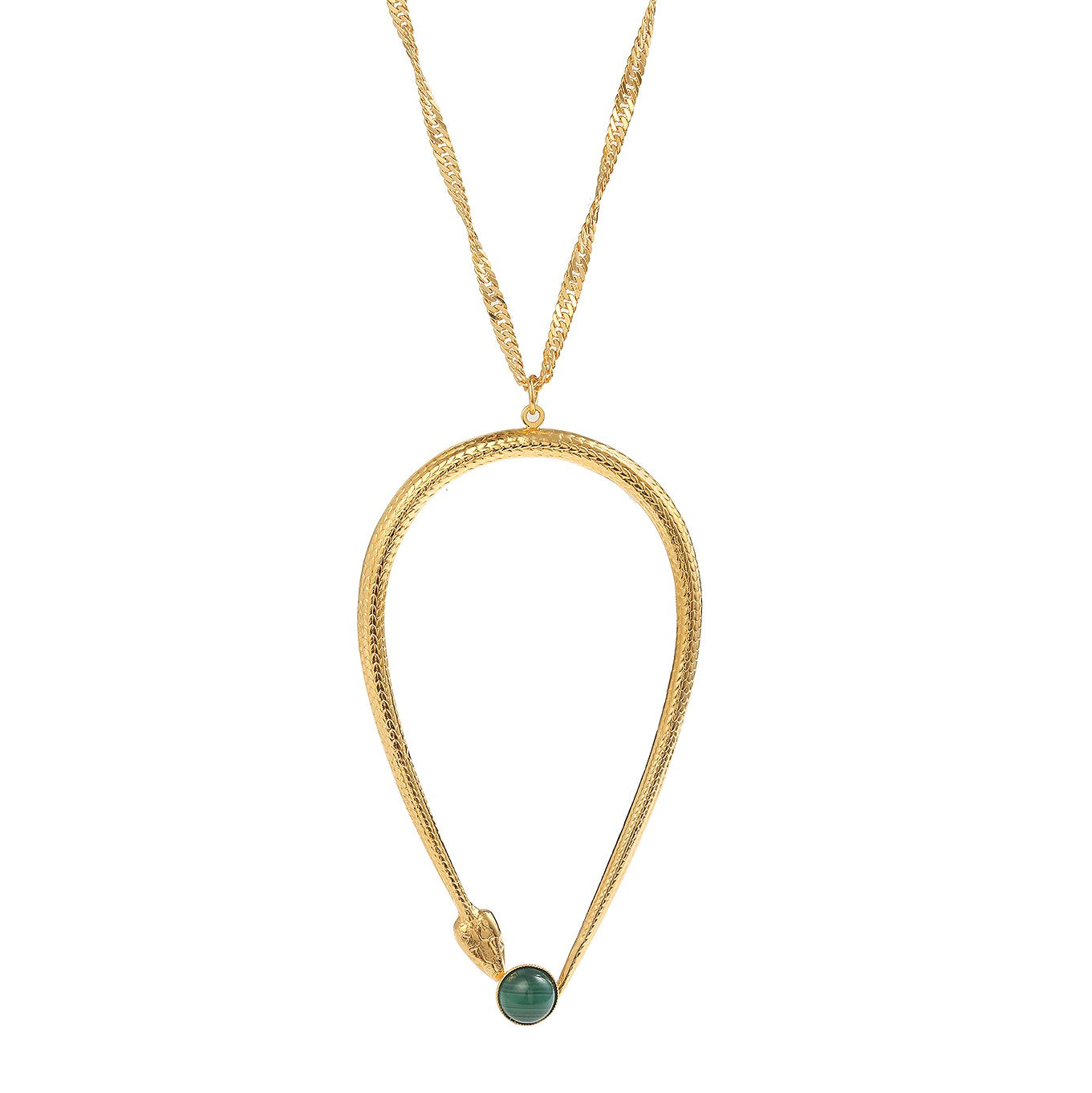 Sautoir serpent Linda malachite