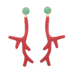 Charger l&#39;image dans la galerie, Boucles d&#39;oreilles Morganne galuchat rose et amazonite
