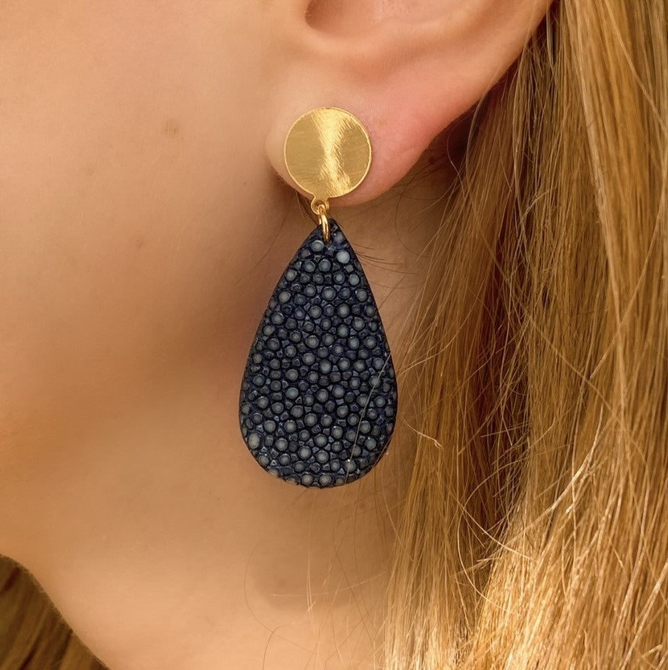 Boucles d'oreilles galuchat orange Gema