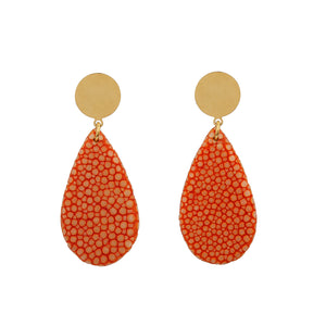 Boucles d'oreilles galuchat orange Gema