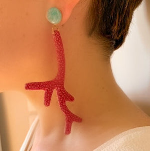 Boucles d'oreilles Morganne galuchat rose et amazonite