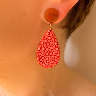 Boucles d'oreilles galuchat orange Gema
