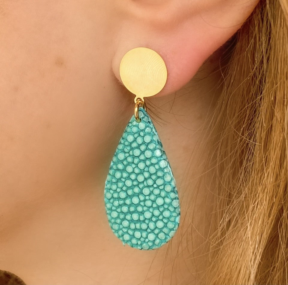 Boucles d'oreilles galuchat orange Gema